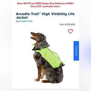 NWT High Visibility Neoprene Dog Life Jacket- Arcadia Trail